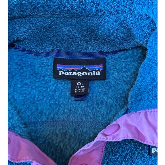 Patagonia Pullover Sweatshirt Girls XXL 16/18 Blue Polartec Snap-T Fleece - Picture 4 of 11